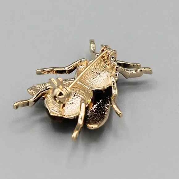 Bee pin brooch jewelry insect animal black gold tone fashion cute adorable - Picture 6 of 6